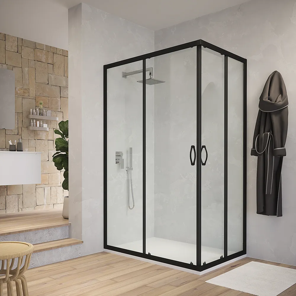Box doccia angolare 80x120 cm trasparente 4 mm profili neri | Willis Box doccia angolare 80x120 cm trasparente 4 mm profili neri | Willis