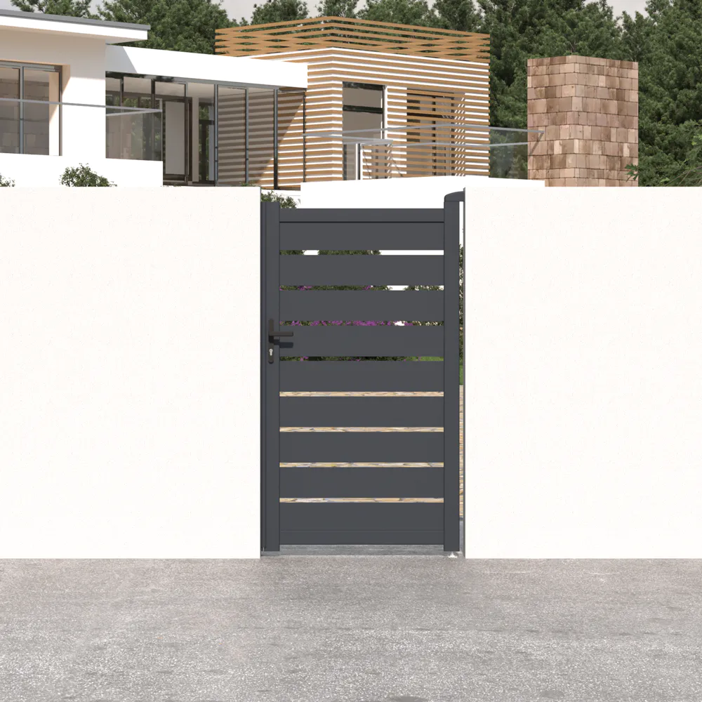 Cancello in alluminio pedonale porta singola a battente 100x176cm grigio freddo