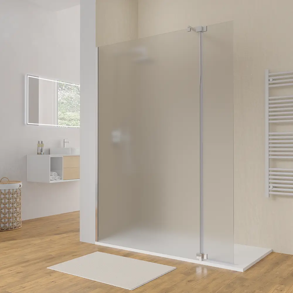 Doccia walk-in 150cm + anta 30cm vetro 8mm opaco profili cromo | Keros Doccia walk-in 150cm + anta 30cm vetro 8mm opaco profili cromo | Keros