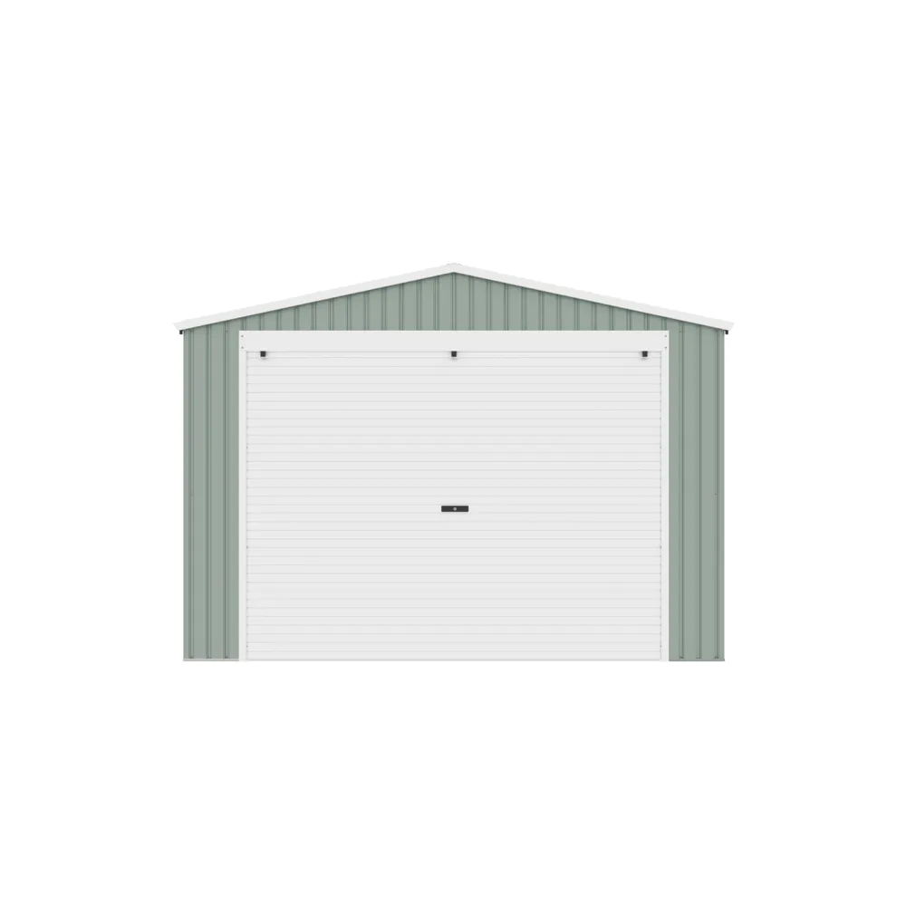 Garage per auto con saracinesca in accaio zincato 338x576xh243 cm verde chiaro - 19,5mq