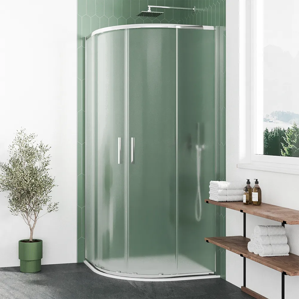 Box doccia semicircolare 90x90cm profili cromati slim vetro 6mm opaco h190 | Portofino Box doccia semicircolare 90x90cm profili cromati slim vetro 6mm opaco h190 | Portofino