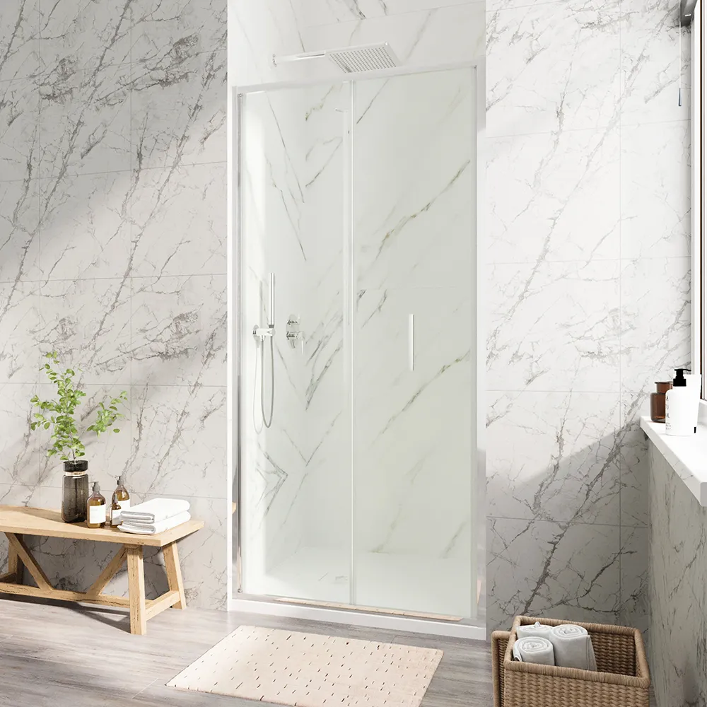 Porta doccia 90cm con apertura a libro profili slim cromati vetro 6mm trasparente h190 | Portofino Porta doccia 90cm con apertura a libro profili slim cromati vetro 6mm trasparente h190 | Portofino