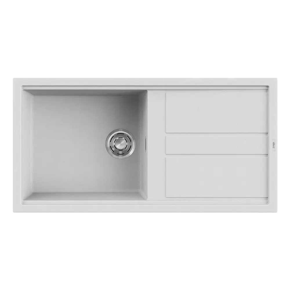 Elleci lavello da cucina 1 vasca con gocciolatoio 100x51cm in granitek bianco installazione sopratop | Best 480 Elleci lavello da cucina 1 vasca con gocciolatoio 100x51cm in granitek bianco installazione sopratop | Best 480
