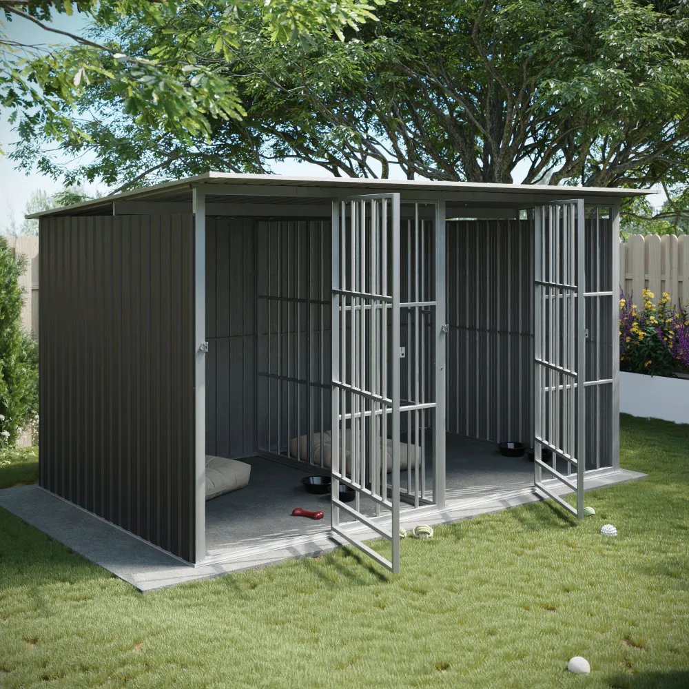 Box per cani in acciaio zincato 323x221x179,8cm colore nero Box per cani in acciaio zincato 323x221x179,8cm colore nero