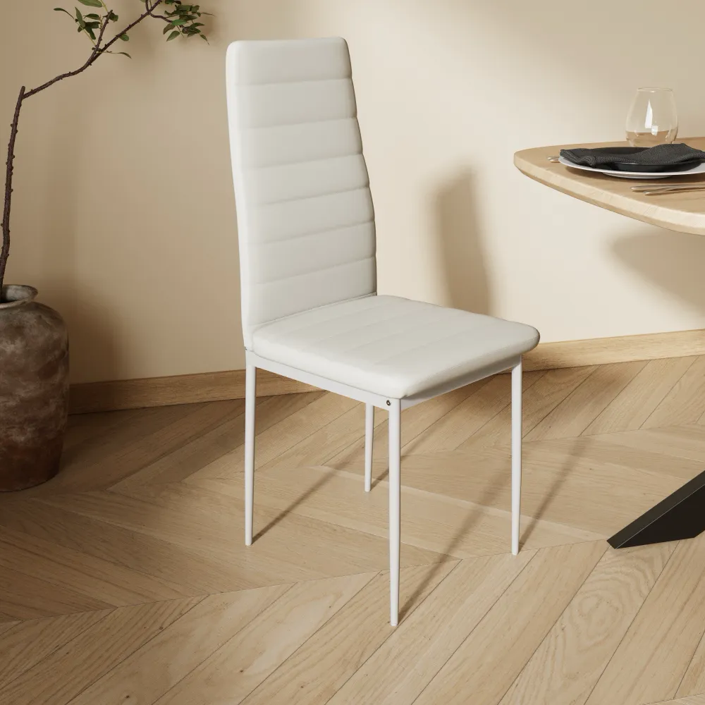 Set 6 sedie seduta in similpelle bianca schienale alto e gambe in acciaio bianco | Lidia Set 6 sedie seduta in similpelle bianca schienale alto e gambe in acciaio bianco | Lidia