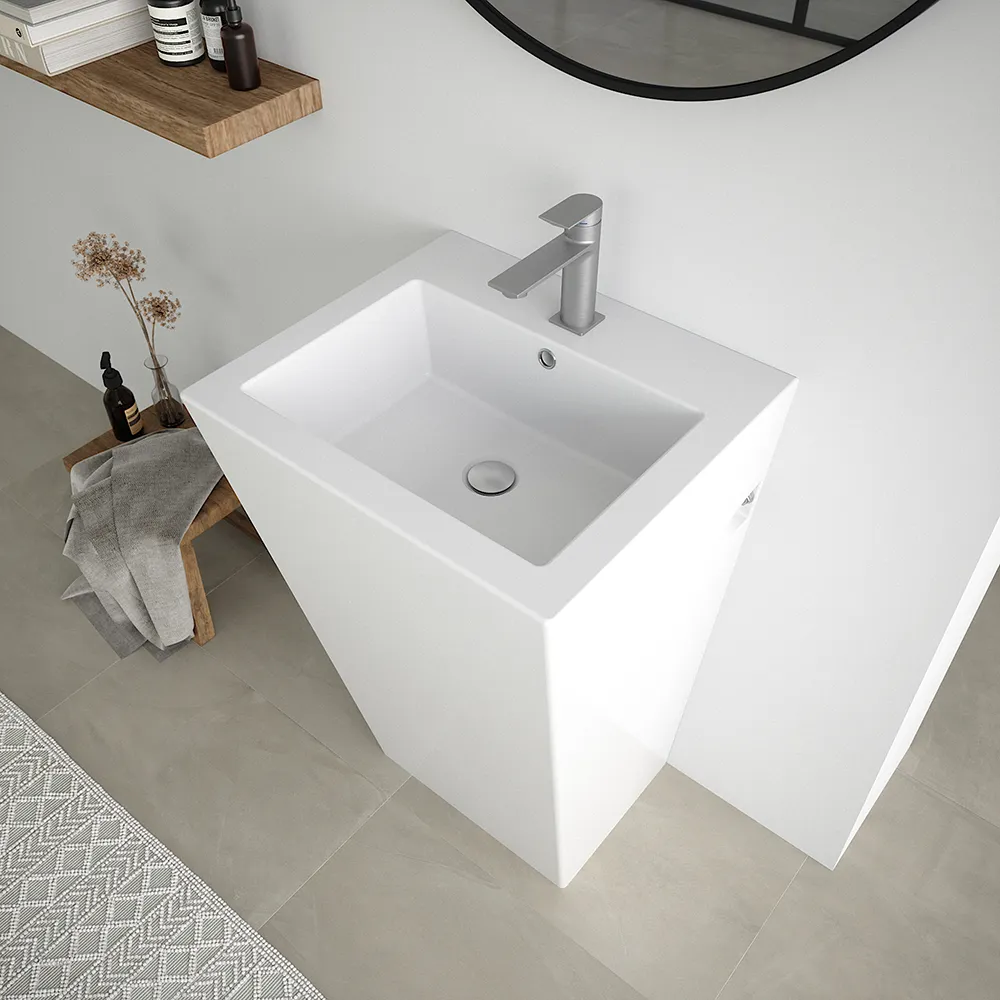 Lavabo freestanding 53x47cm in ceramica bianco lucido con troppopieno | Kara Lavabo freestanding 53x47cm in ceramica bianco lucido con troppopieno | Kara