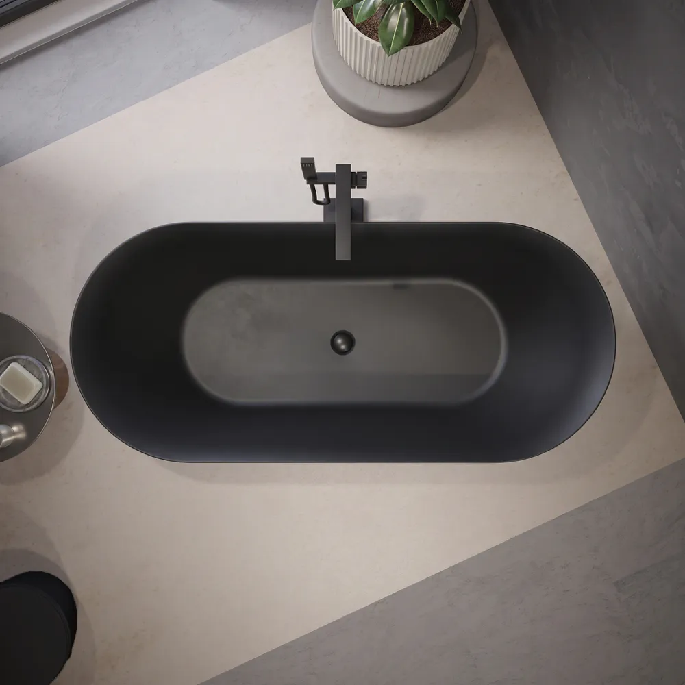 Vasca da bagno freestanding 170cm in acrilico nero opaco | Atena
