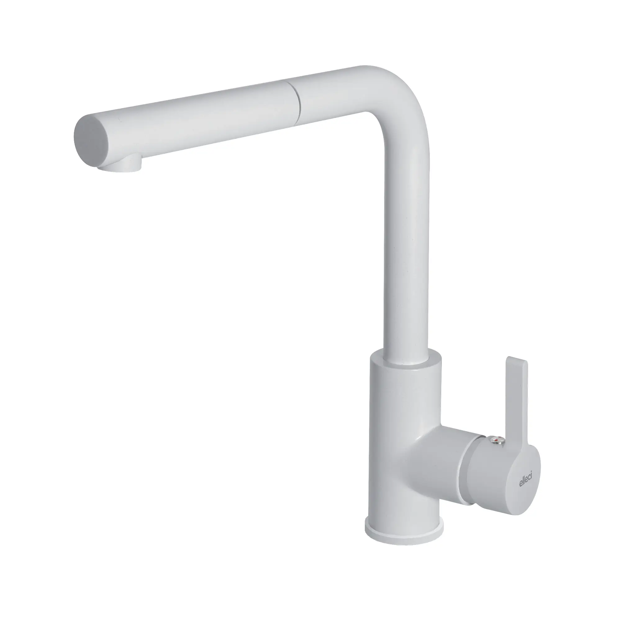 Elleci Miscelatore lavello cucina monocomando con canna girevole estraibile finitura granitek bianca | Shell plus