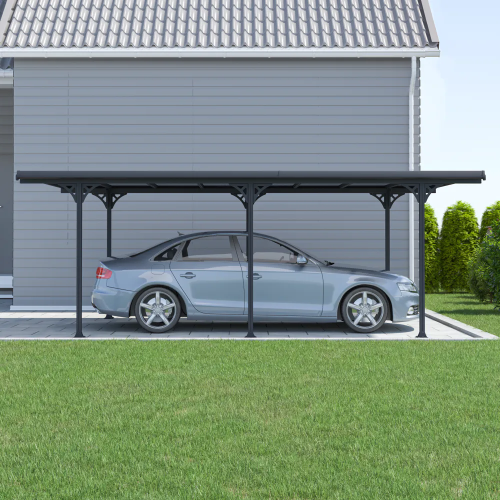 Tettoia per auto 573x313xh205cm in alluminio e policarbonato antracite