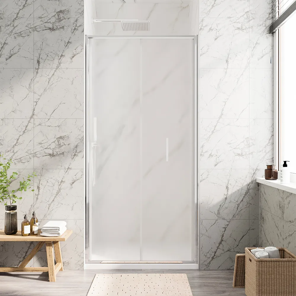 Porta doccia 90cm con apertura a libro profili slim cromati vetro 6mm opaco h190 | Portofino Porta doccia 90cm con apertura a libro profili slim cromati vetro 6mm opaco h190 | Portofino