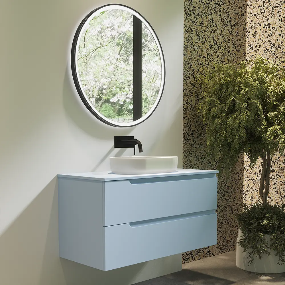 Mobile bagno sospeso 70 cm due cassetti color carta da zucchero con top | Moor Mobile bagno sospeso 70 cm due cassetti color carta da zucchero con top | Moor