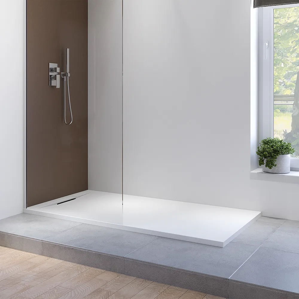 Piatto doccia 70x160 cm in marmoresina bianco effetto pietra | Paros Piatto doccia 70x160 cm in marmoresina bianco effetto pietra | Paros