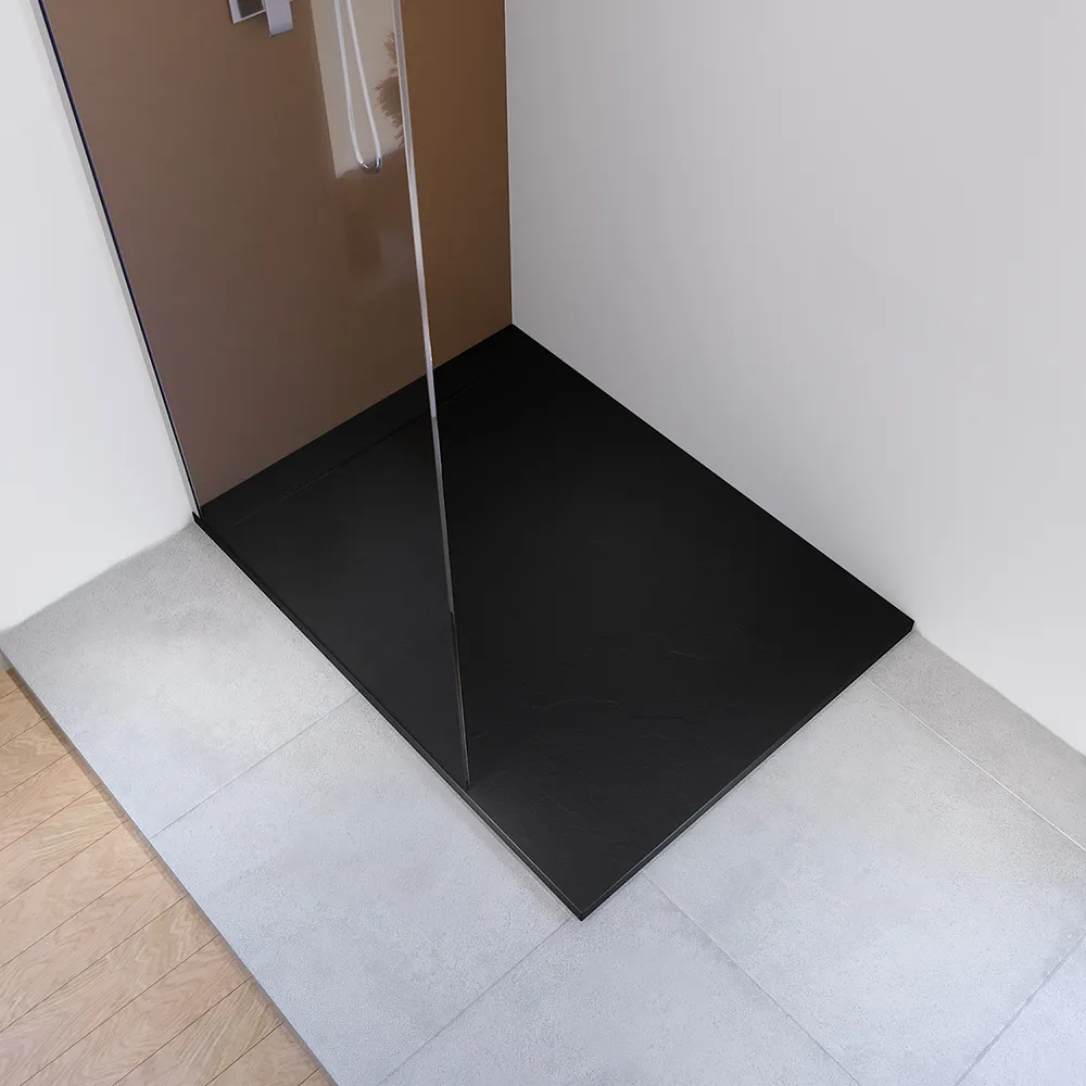 Piatto doccia 90x100 cm in marmoresina nero effetto pietra | Paros Piatto doccia 90x100 cm in marmoresina nero effetto pietra | Paros