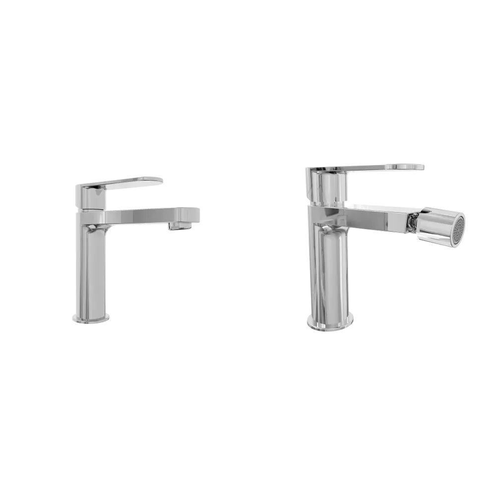 Coppia miscelatori lavabo 16cm e bidet cromato senza scarico | Margot