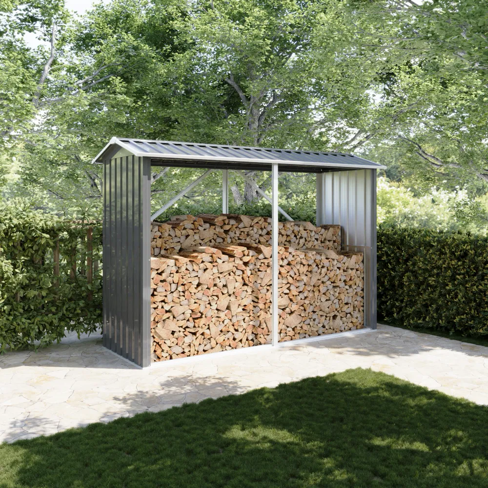 Legnaia da esterno in acciaio zincato nero 238x87x160cm con tetto spiovente Legnaia da esterno in acciaio zincato nero 238x87x160cm con tetto spiovente