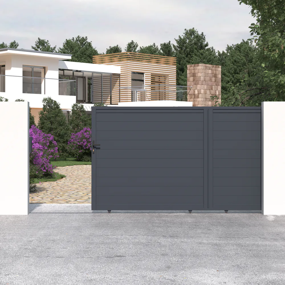Cancello in alluminio scorrevole 392x173cm grigio freddo