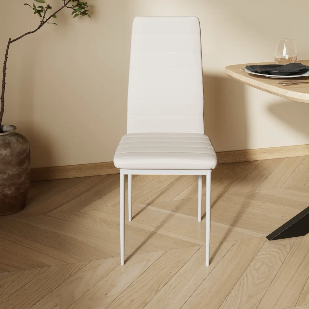 Set 6 sedie seduta in similpelle bianca schienale alto e gambe in acciaio bianco | Lidia