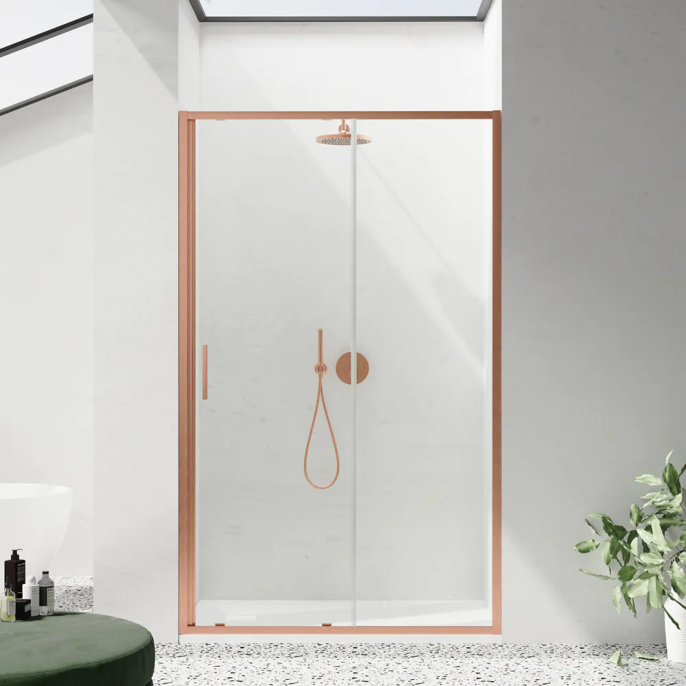 Porta doccia scorrevole 120cm profili slim rame spazzolato vetro 6mm trasparente anticalcare h190 m| Portofino