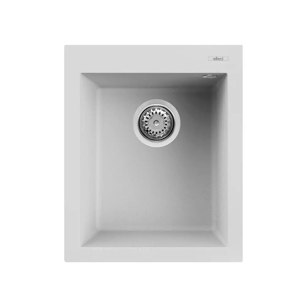 Elleci lavello da cucina 1 vasca 41x50cm in granitek bianco installazione sopratop | Quadra 100 Elleci lavello da cucina 1 vasca 41x50cm in granitek bianco installazione sopratop | Quadra 100