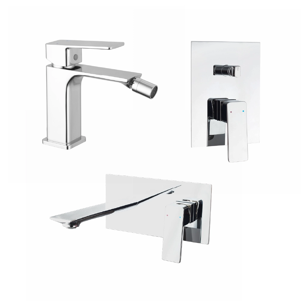 Set miscelatori: lavabo ad incasso bidet senza scarico e incasso doccia c/deviatore cromato | Ingrid Set miscelatori: lavabo ad incasso bidet senza scarico e incasso doccia c/deviatore cromato | Ingrid