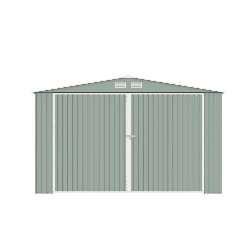 Garage per auto in acciaio zincato 380x540xh232 cm con porta a battente verde chiaro - 20,5mq