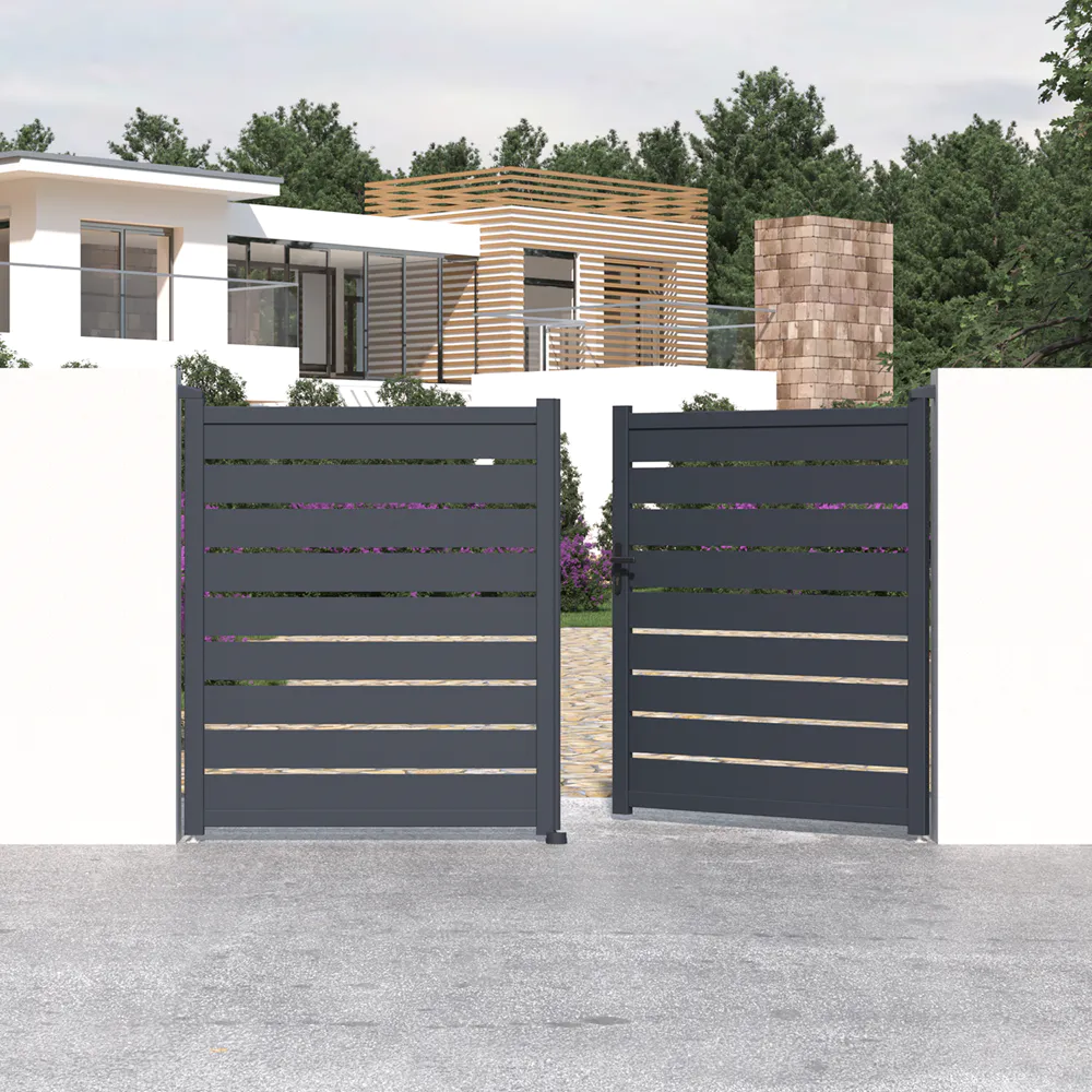 Cancello in alluminio doppia porta a battente 300x176cm grigio freddo