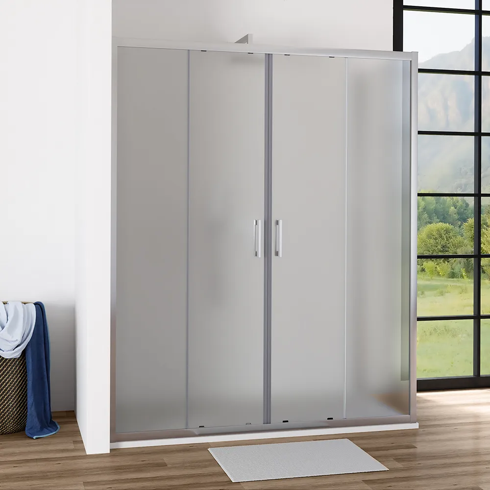 Box doccia angolare 80x140 cm profili cromati vetro 6mm opaco apertura 2 ante scorrevoli | Favignana Box doccia angolare 80x140 cm profili cromati vetro 6mm opaco apertura 2 ante scorrevoli | Favignana