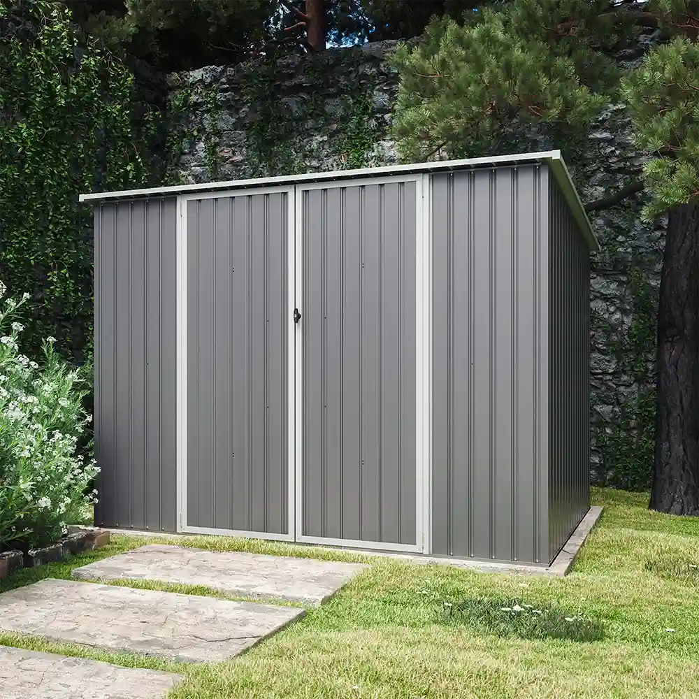 Casetta da giardino in acciaio zincato grigio 2,77x1,93xh1,96m - 91kg - 5,35 metri quadri Casetta da giardino in acciaio zincato grigio 2,77x1,93xh1,96m - 91kg - 5,35 metri quadri