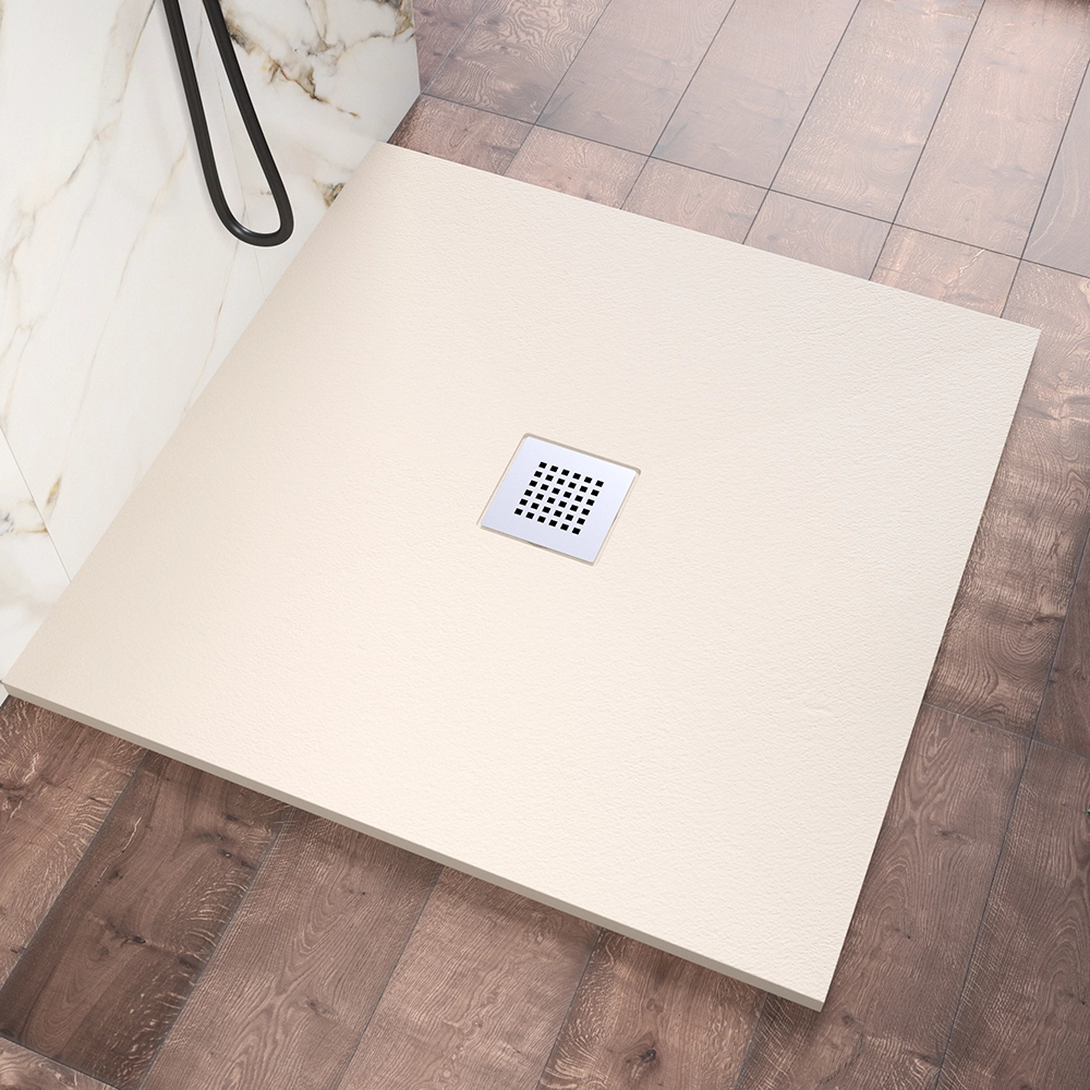 Piatto doccia 90x90cm in marmoresina avorio effetto pietra | Kos Piatto doccia 90x90cm in marmoresina avorio effetto pietra | Kos