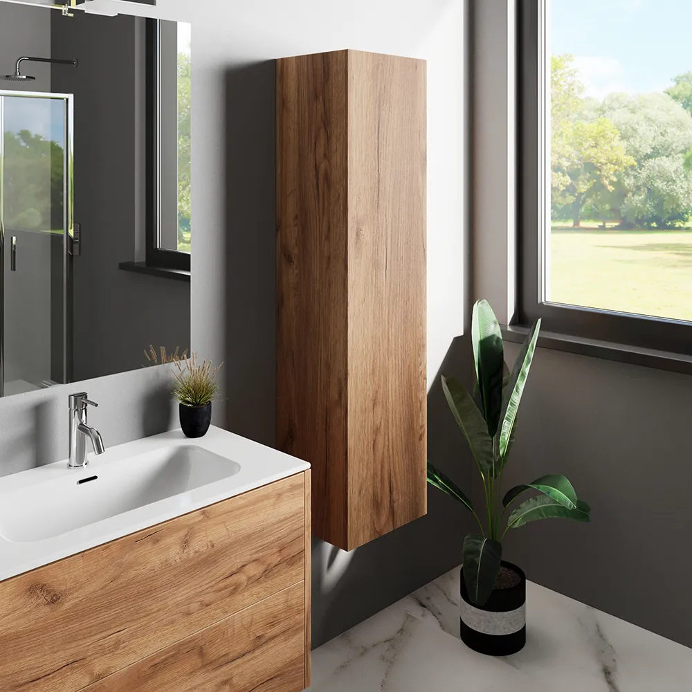 Colonna bagno sospesa 140cm rovere gransasso con anta reversibile | Galdor Colonna bagno sospesa 140cm rovere gransasso con anta reversibile | Galdor