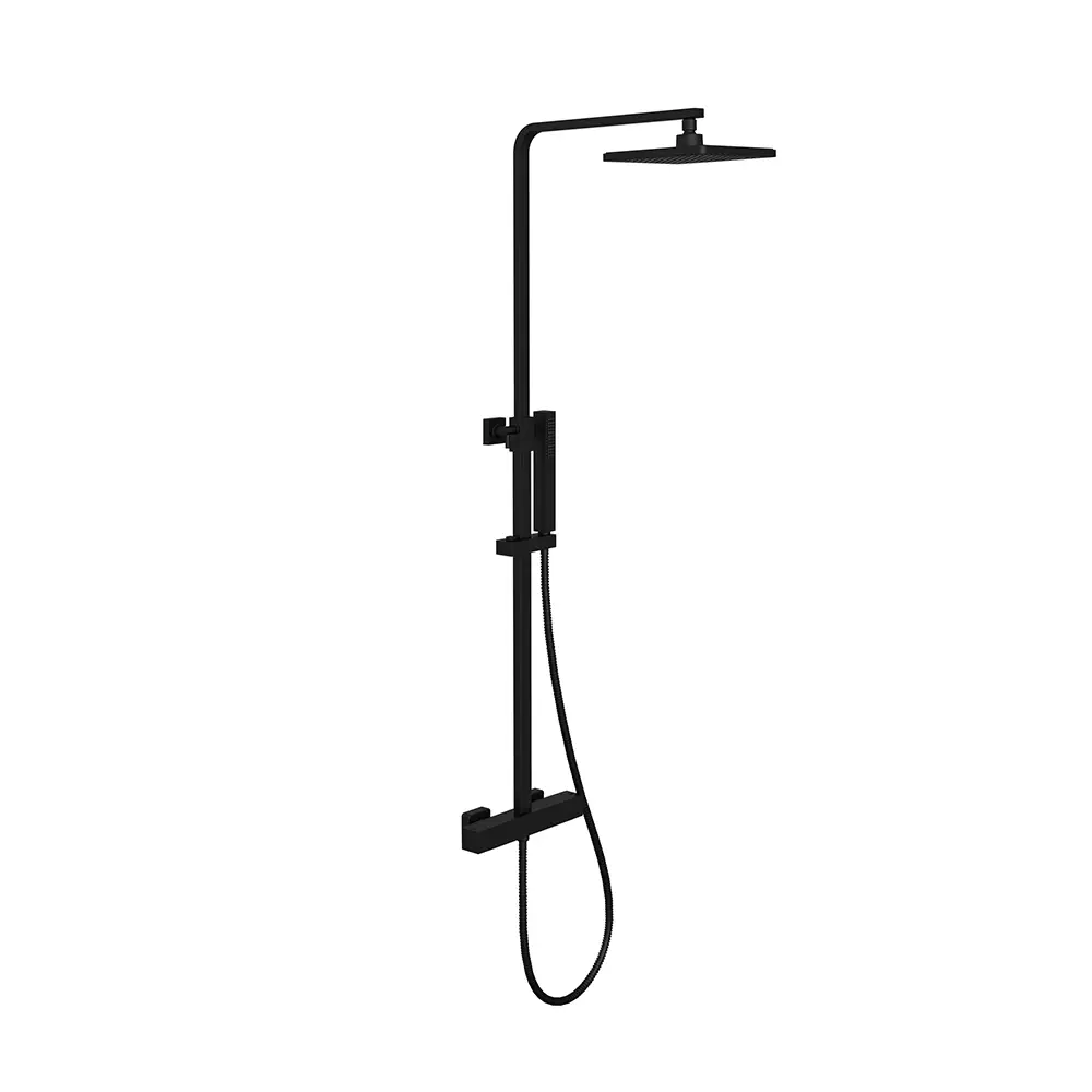 Colonna doccia soffione 20,5x20,5 cm in ABS finitura nera opaca | Serio Colonna doccia soffione 20,5x20,5 cm in ABS finitura nera opaca | Serio