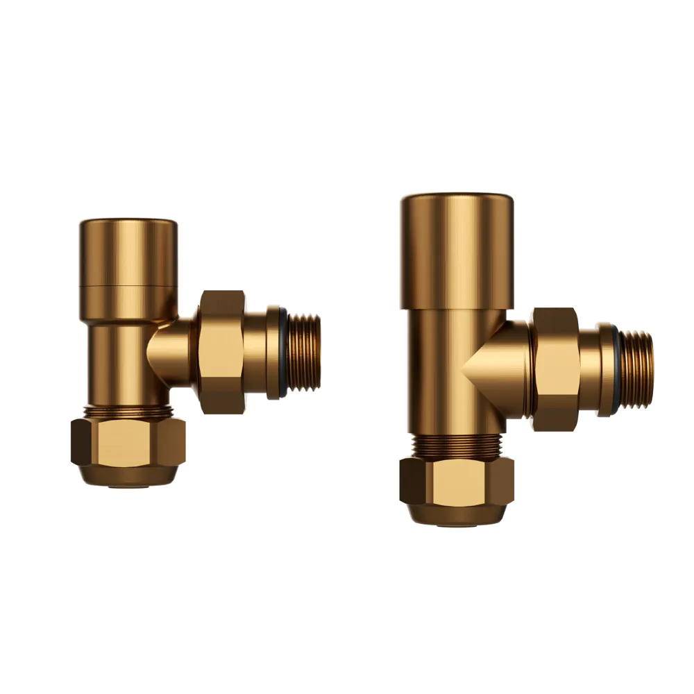 Coppia valvole ad angolo in ottone 16mm 1/2" oro rosa