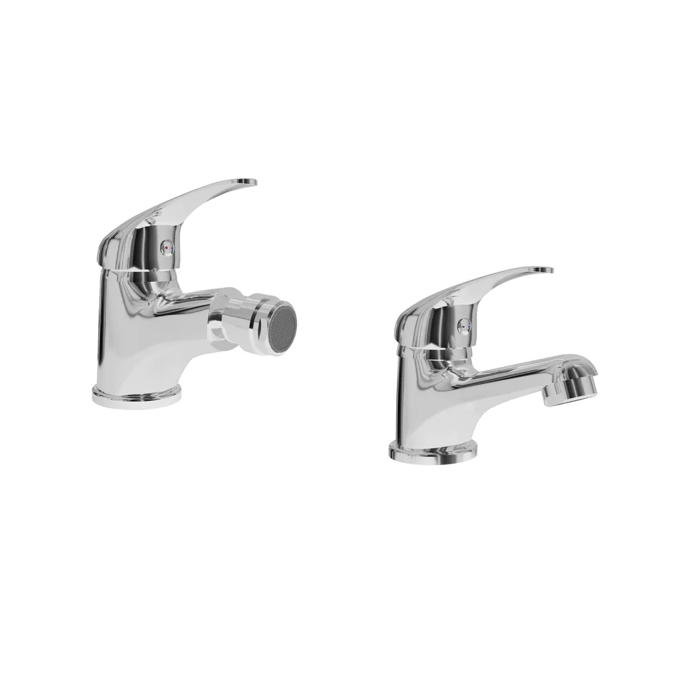 Coppia miscelatori lavabo bidet con scarico a saltarello e piletta in pvc inclusa | Natalie Coppia miscelatori lavabo bidet con scarico a saltarello e piletta in pvc inclusa | Natalie