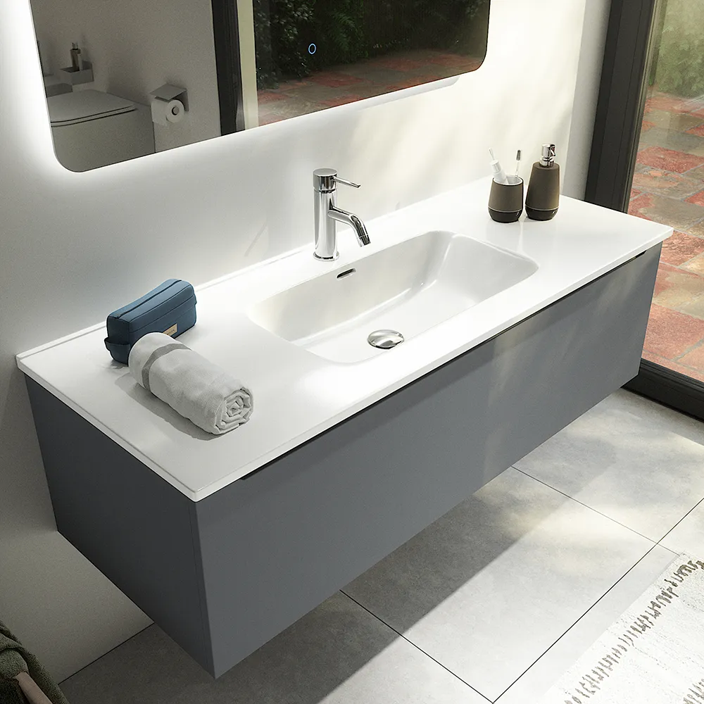 Mobile bagno sospeso 120 cm grigio opaco un cassettone con lavabo | Bako Mobile bagno sospeso 120 cm grigio opaco un cassettone con lavabo | Bako