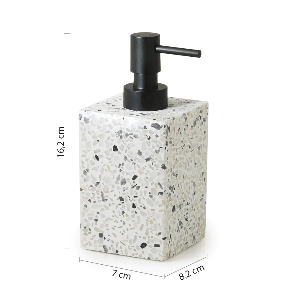 Dispenser dosasapone Gedy graniglia di marmo bianco e nero | Zoe