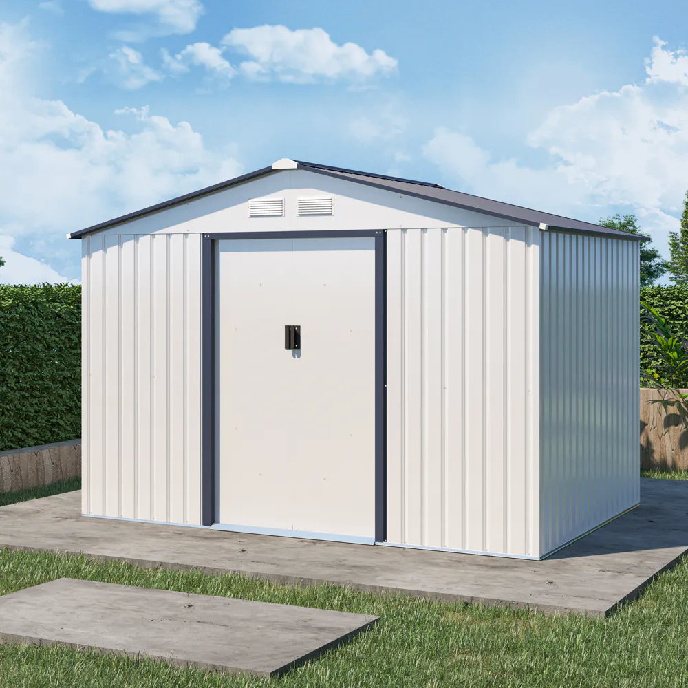 Casetta da giardino in acciaio zincato bianco 2,77x1,95x1,93 m - 65kg - 4,8 metri quadri