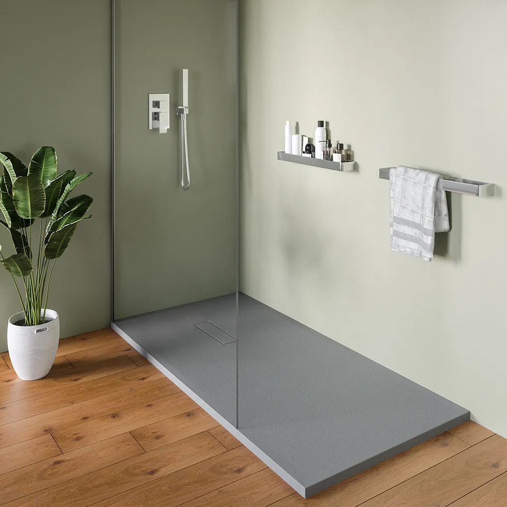 Piatto doccia 80x140 cm in marmoresina grigio effetto pietra | Merlera Piatto doccia 80x140 cm in marmoresina grigio effetto pietra | Merlera