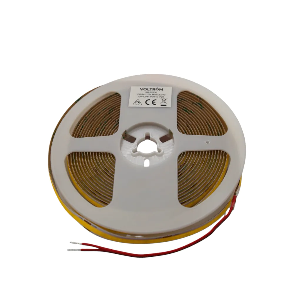 Striscia LED COB 24V 320LED/m 5m tagliabile ogni 5cm 10W/m luce naturale 4000K IP20