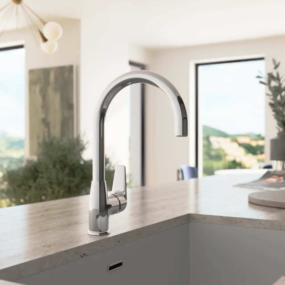 Miscelatore lavello cucina girevole in zinco cromato | Rosmarino