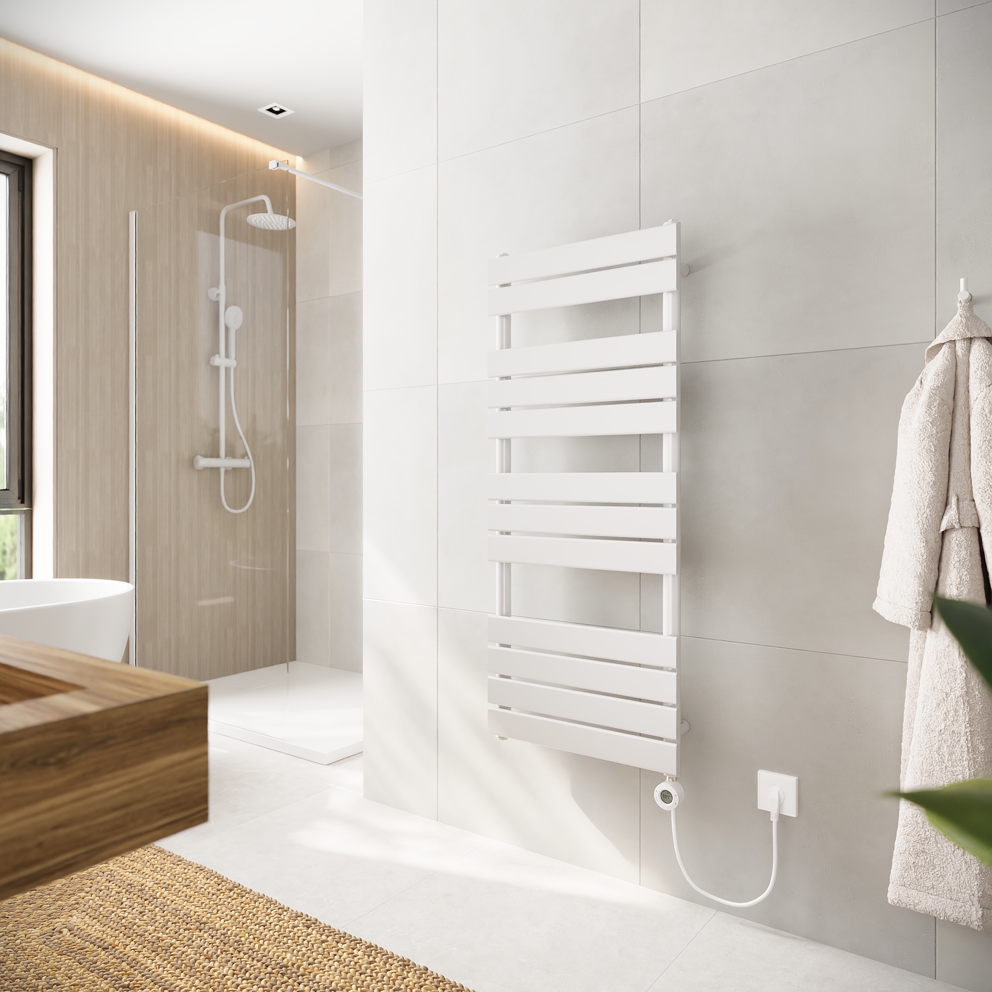 Termoarredo elettrico 1200x500 bianco lucido interasse 450 | Andromeda Termoarredo elettrico 1200x500 bianco lucido interasse 450 | Andromeda
