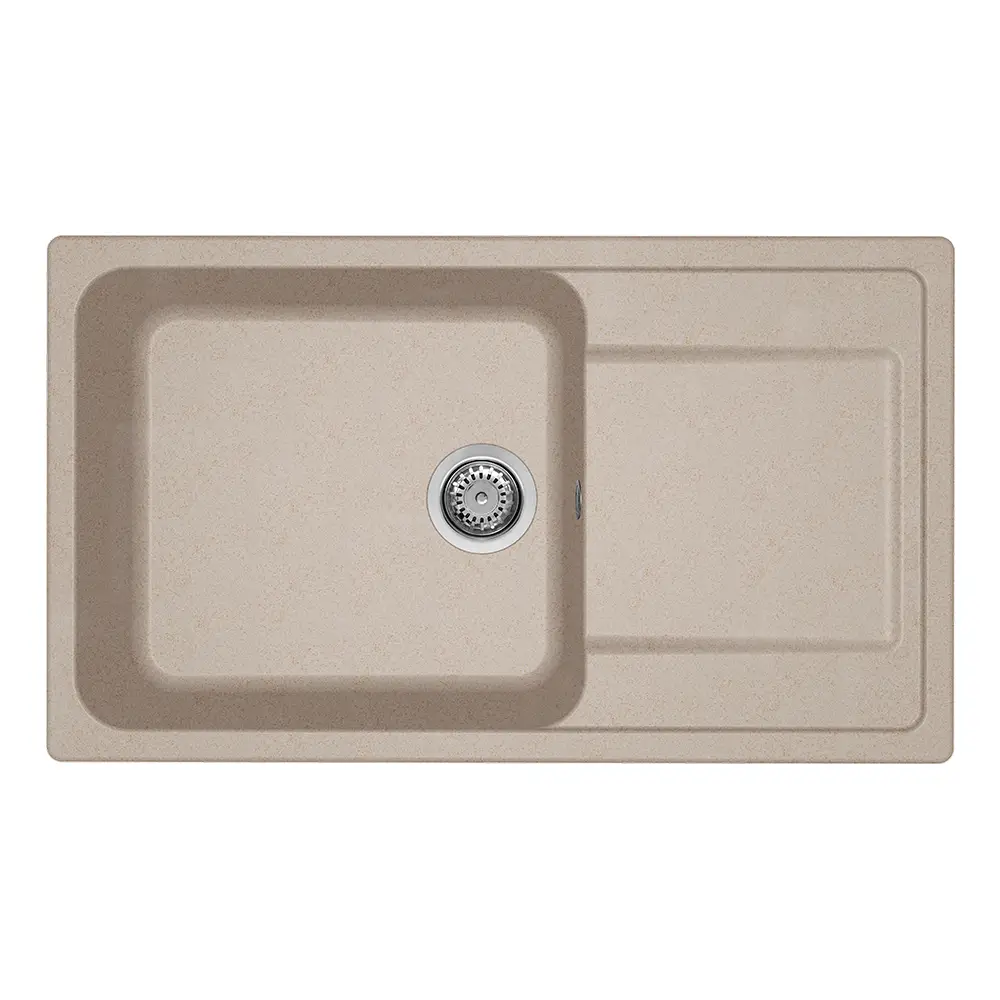 Elleci lavello da cucina 1 vasca con gocciolatoio 86x50cm in granitek avena installazione sopratop | Life 410 Elleci lavello da cucina 1 vasca con gocciolatoio 86x50cm in granitek avena installazione sopratop | Life 410