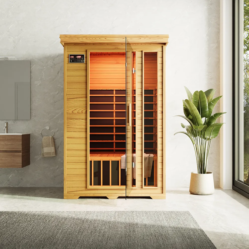 Sauna ad infrarossi 95x126 cm H195 in legno di cedro con radio integrata | Savon Sauna ad infrarossi 95x126 cm H195 in legno di cedro con radio integrata | Savon