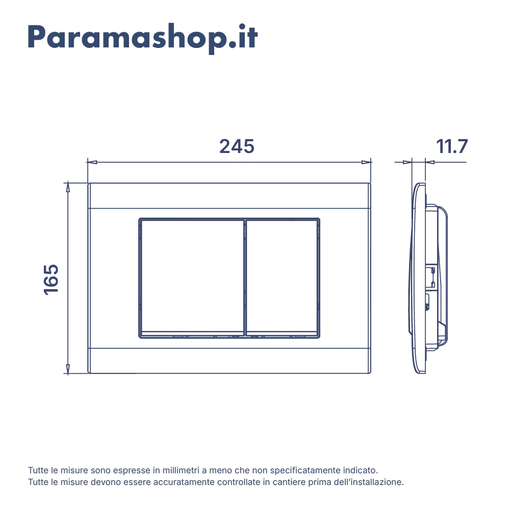 Placca di scarico doppio tasto in ABS bianco lucido Placca di scarico doppio tasto in ABS bianco lucido