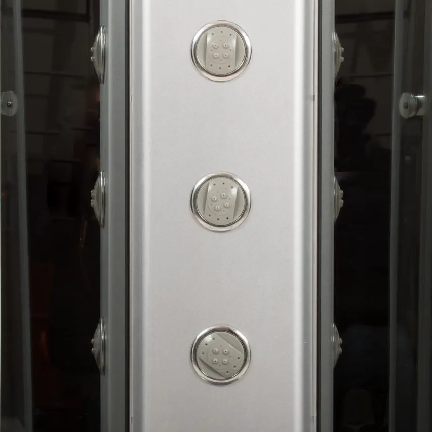 Dettaglio parte centrale cabina doccia idromassaggio mod. Sylt con tre idrogetti regolabili Dettaglio parte centrale cabina doccia idromassaggio mod. Sylt con tre idrogetti regolabili