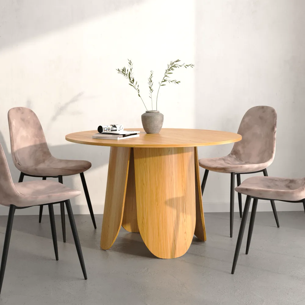 Tavolo rotondo Ø120cm top e gambe in MDF effetto legno chiaro| Einar Tavolo rotondo Ø120cm top e gambe in MDF effetto legno chiaro| Einar