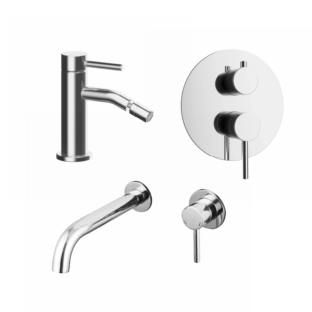 Set miscelatori: lavabo ad incasso bidet senza scarico e incasso doccia c/deviatore cromato | Bette Set miscelatori: lavabo ad incasso bidet senza scarico e incasso doccia c/deviatore cromato | Bette