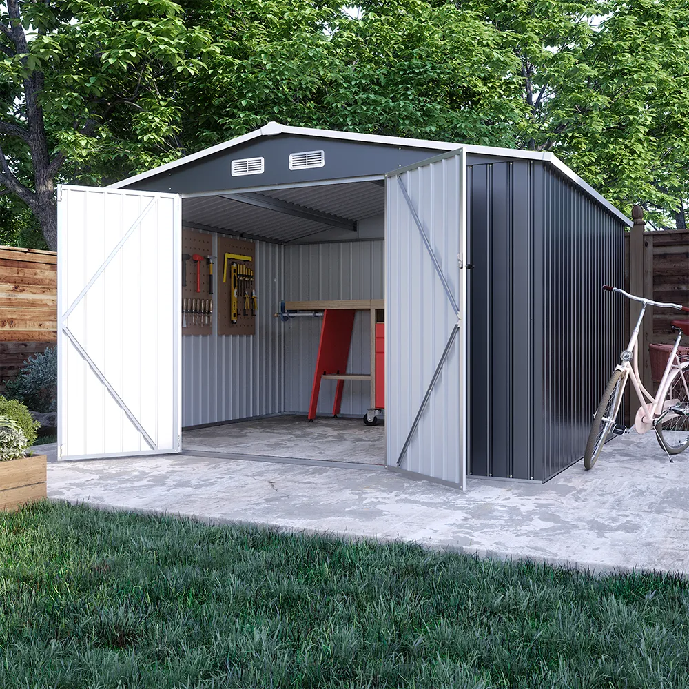 Casetta da giardino in acciaio zincato nero 3,21x2,77xh2,17 m - 129kg - 8,9 metri quadri Casetta da giardino in acciaio zincato nero 3,21x2,77xh2,17 m - 129kg - 8,9 metri quadri