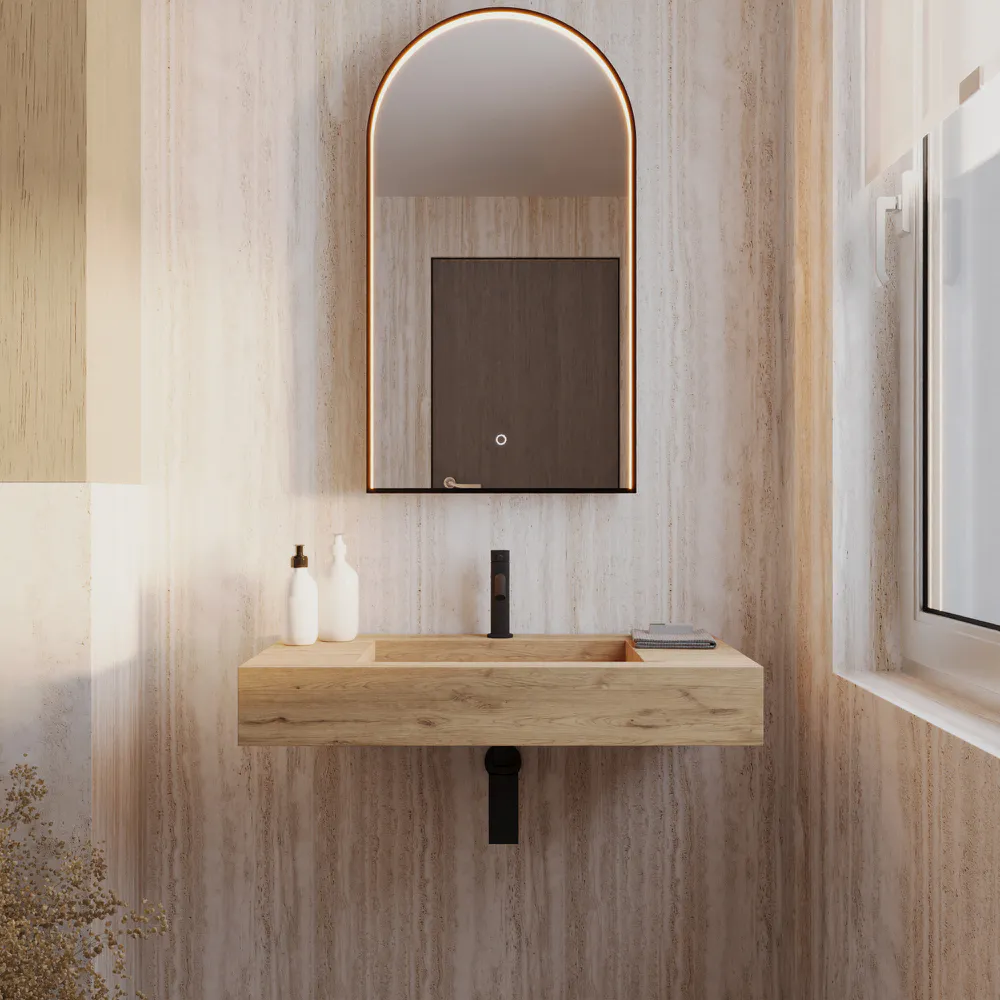 Lavabo sospeso in hpl 80cm rovere miele | Ledro Lavabo sospeso in hpl 80cm rovere miele | Ledro