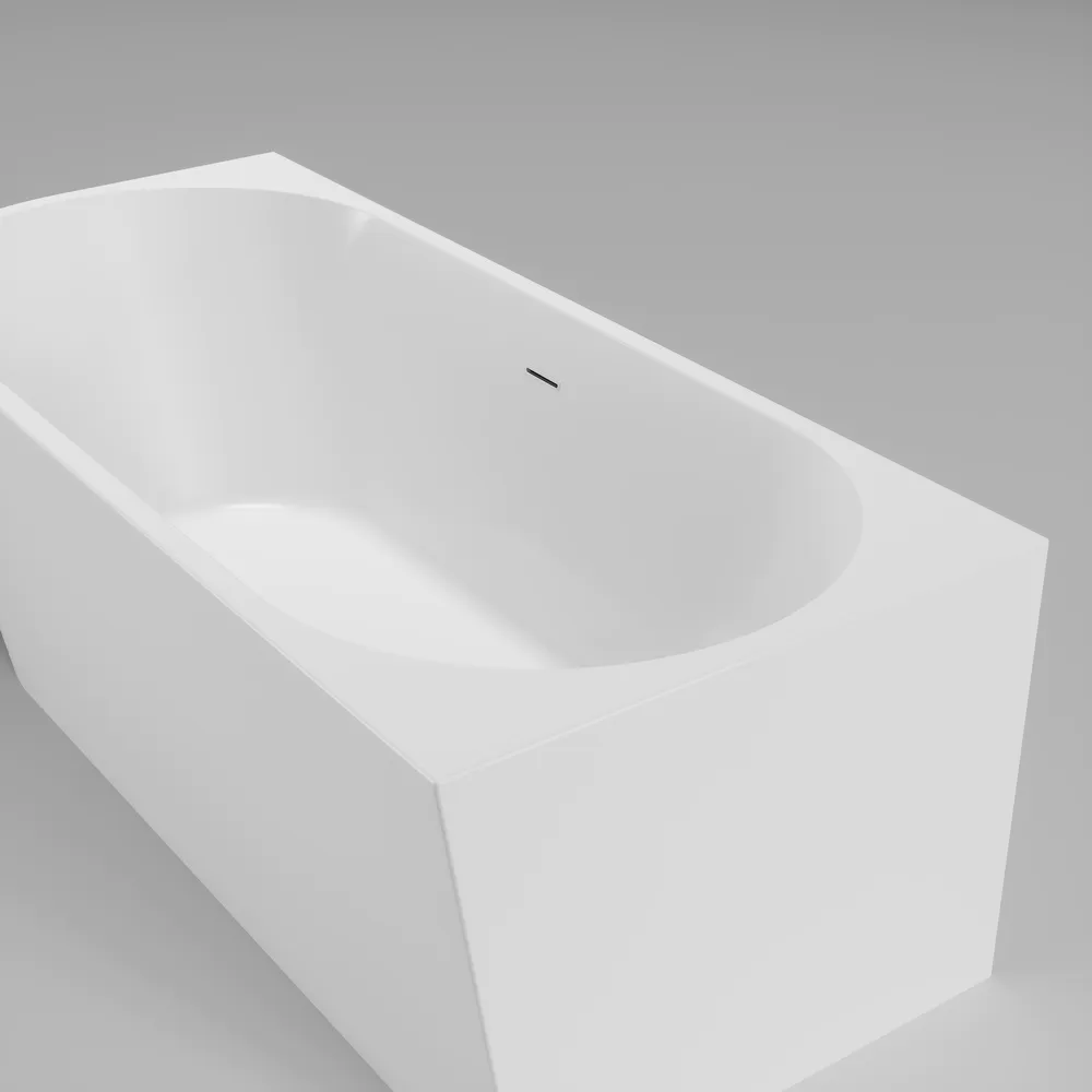Vasca da bagno a muro 170cm bianco lucido lato sinistro | Charlotte