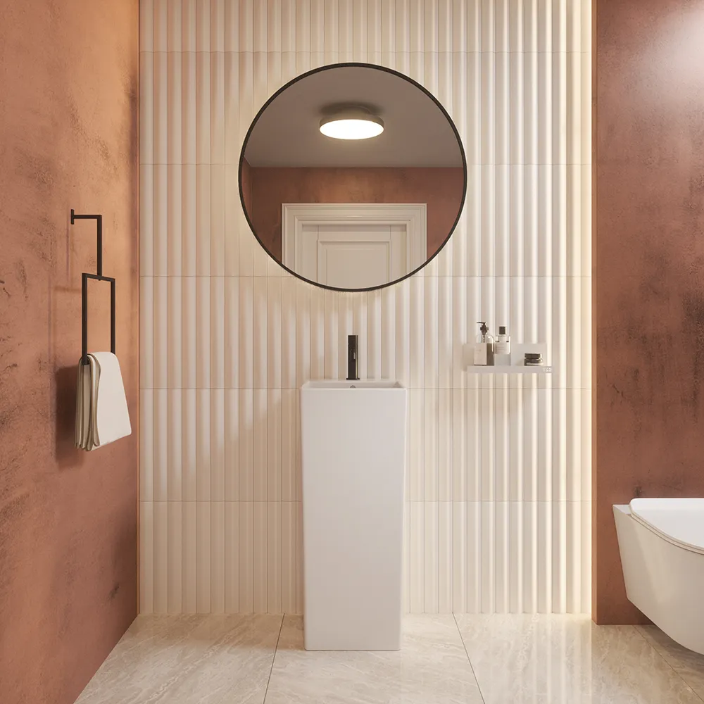 Lavabo freestanding 33x33cm in ceramica bianco lucido con troppopieno | Levante Lavabo freestanding 33x33cm in ceramica bianco lucido con troppopieno | Levante